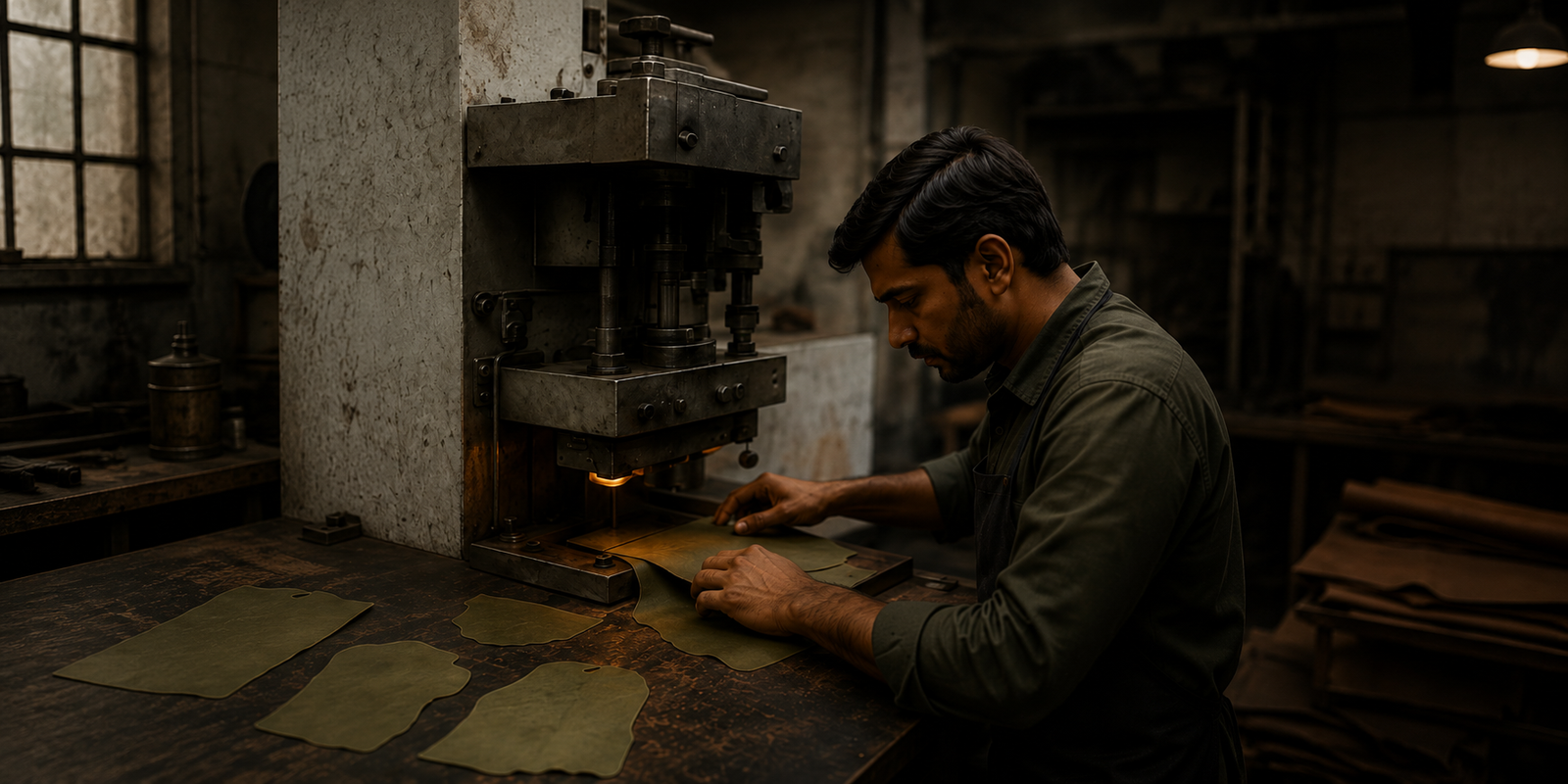 Artisan handcrafting footwear in Agra